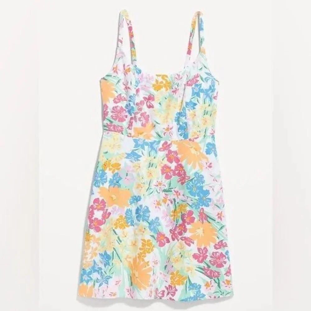 Nwt Old Navy Fit & Flare Linen-Blend Mini Dress - Picture 3 of 3